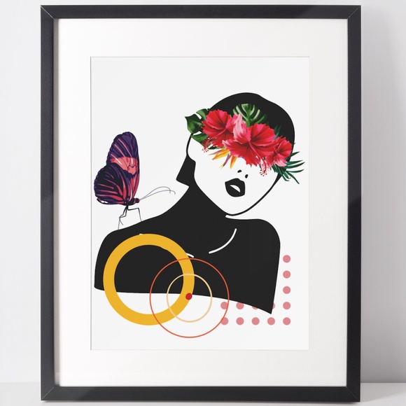 Other - Modern Wall Art Print Tropical Girl Unframed